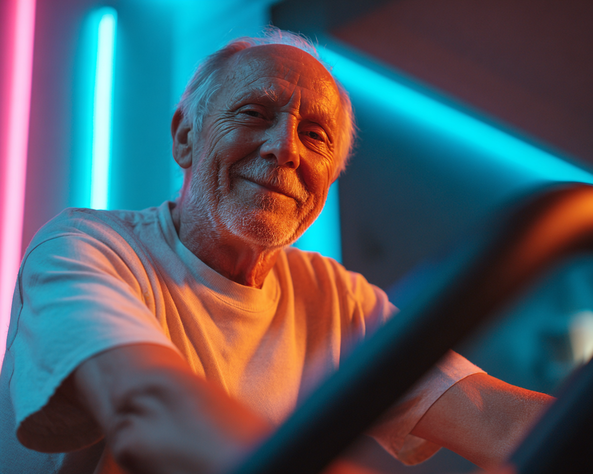 Adultos mayores entrenando con tecnología digital